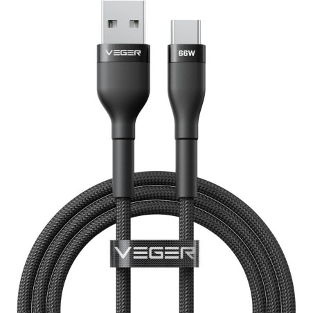 Kabel Veger AC04 USB-A na USB-C 66W 1,2 m černý