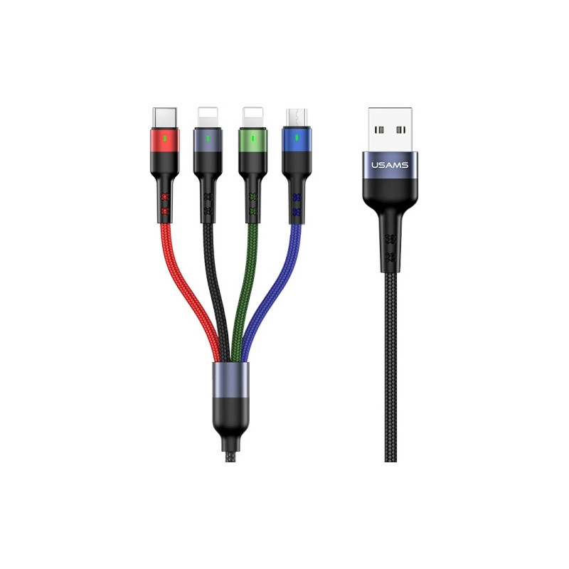 USAMS U26 US-SJ411 – 4v1 nabíjecí kabel 35 cm (2xlightning/microUSB/USB-C)