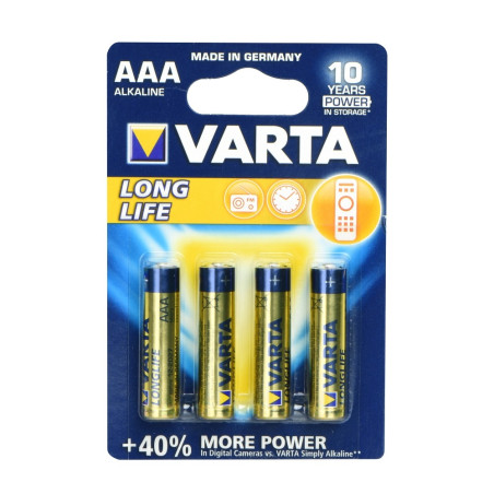 VARTA LONGLIFE alkalická tužková baterie AAA 1.5V (LR03), 4 kusy