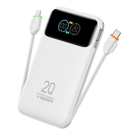 Powerbank Veger FUERZA 10 10000mAh 20W s kabely USB-C a Lightning
