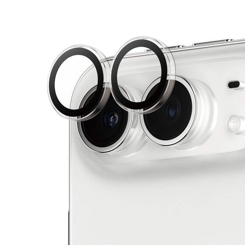 Ochranné kroužky fotoaparátu PanzerGlass Hoops pro iPhone Duo – čiré, s kovovým rámečkem