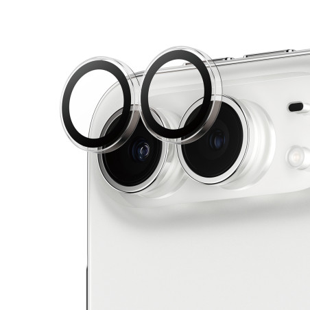 Ochranné kroužky fotoaparátu PanzerGlass Hoops pro iPhone Duo – čiré, s kovovým rámečkem