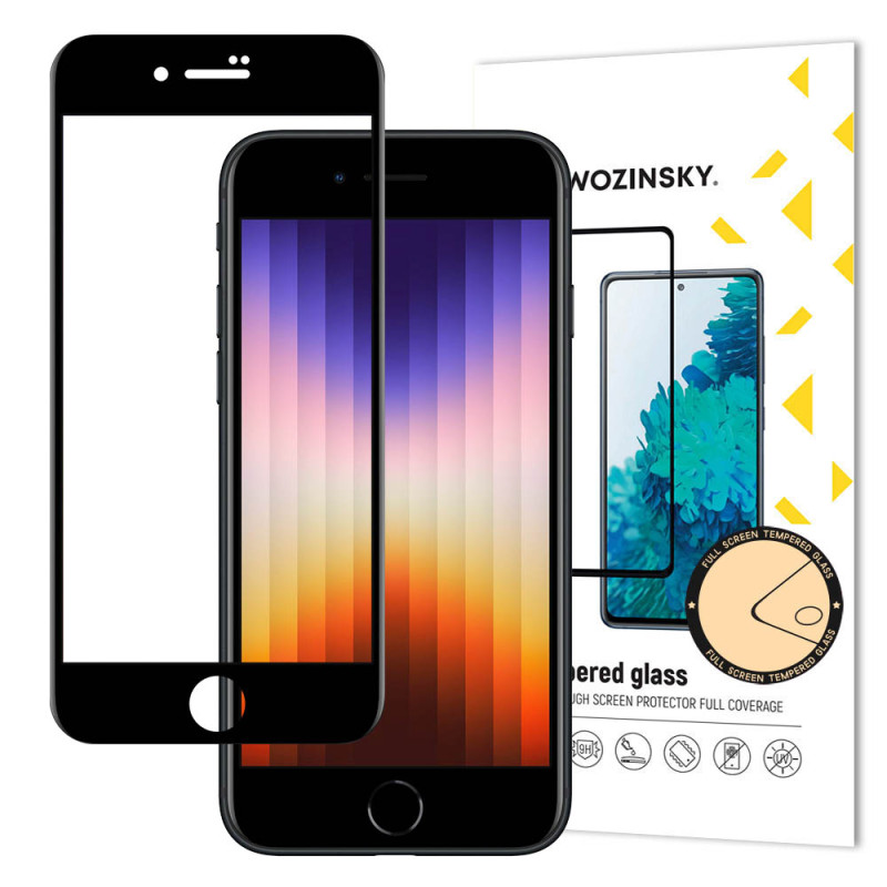 WOZINSKY Ochranné sklo 2,5D pro iPhone 7/8/SE20/SE22, černé