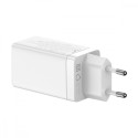 BASEUS CCGP050102 GaN3 Pro Tříportová nabíječka USB + 2x USB-C PD 65W a USB-C kabel, bílá