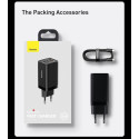 BASEUS CCGP050102 GaN3 Pro Tříportová nabíječka USB + 2x USB-C PD 65W a USB-C kabel, bílá