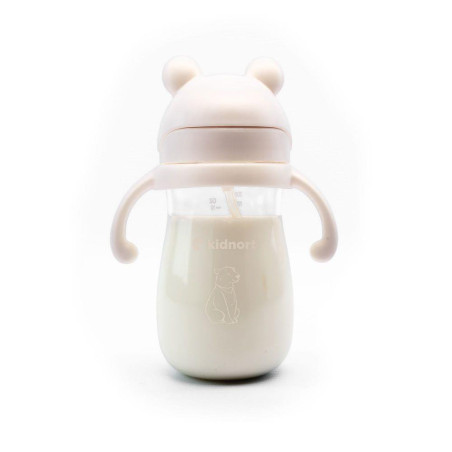 Kojenecká lahev Kidnort BRINGEBAER 300 ml s brčkem - pudrově růžová