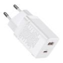 BASEUS CCSUPP-E02 Super Si nabíječka USB-C PD a USB s výkonem 30W, bílá
