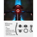 Zadní cyklistické světlo Rockbros Q3 s inteligentním systémem zastavení - černé