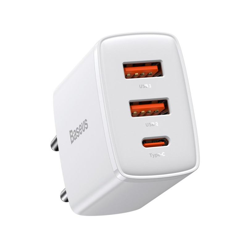 BASEUS CCXJ-E02 Nabíječka 2x USB a USB-C PD s výkonem 30W, bílá