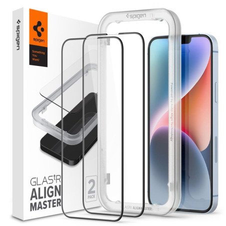 Spigen ALM Glass FC tvrzené sklo pro iPhone 13 / 13 Pro / 14 / 16e / 17e – černé 2 ks