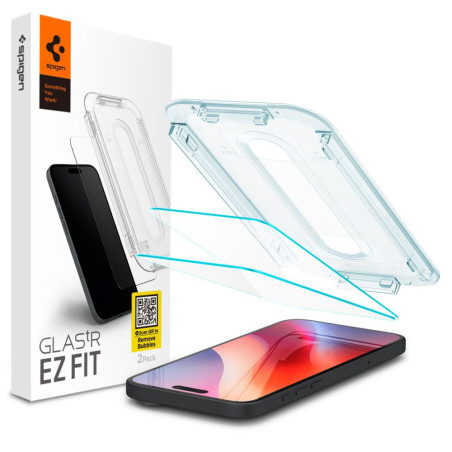 Spigen Glas.tR EZ Fit tvrzené sklo pro iPhone 15 / 16 – 2 ks
