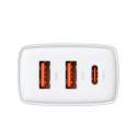 BASEUS CCXJ-E02 Nabíječka 2x USB a USB-C PD s výkonem 30W, bílá