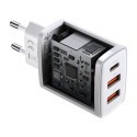 BASEUS CCXJ-E02 Nabíječka 2x USB a USB-C PD s výkonem 30W, bílá