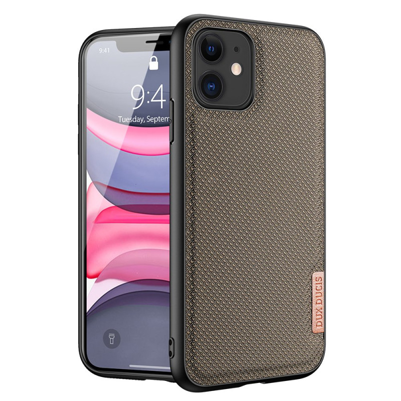 DUX DUCIS Fino Series Odolný kryt s textilními zády pro iPhone 11, hnědý