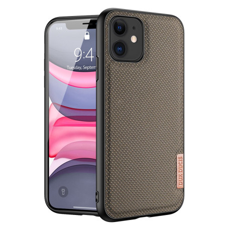 DUX DUCIS Fino Series Odolný kryt s textilními zády pro iPhone 11, hnědý