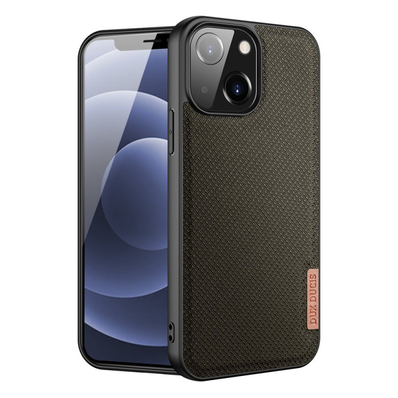 DUX DUCIS Fino Series Odolný kryt s textilními zády pro iPhone 13, hnědý