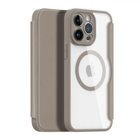 DUX DUCIS Skin X Pro Flipový MagSafe kryt pro iPhone 14 Pro Max, béžový