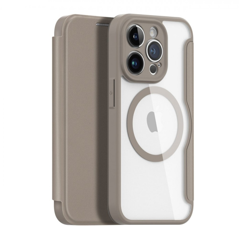 DUX DUCIS Skin X Pro Flipový MagSafe kryt pro iPhone 14 Pro, béžový