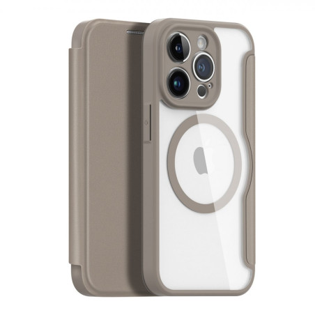 DUX DUCIS Skin X Pro Flipový MagSafe kryt pro iPhone 14 Pro, béžový