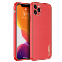 DUX DUCIS Yolo Series Silikonový kryt s koženými zády pro iPhone 11 Pro, červený
