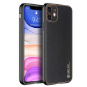 DUX DUCIS Yolo Series Silikonový kryt s koženými zády pro iPhone 11, černý