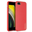 DUX DUCIS Yolo Series Silikonový kryt s koženými zády pro iPhone 7/8/SE20/SE22, červený