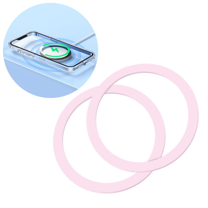 Joyroom sada kovových magnetických kroužků pro smartphone 2 ks, růžová (JR-Mag-M3)