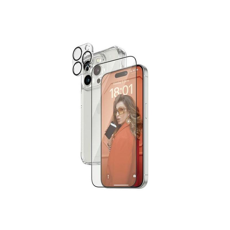 PANZERGLASS 3v1 Bundle (kryt, ochranné sklo, ochrana čočky) pro iPhone 15 Pro, čiré