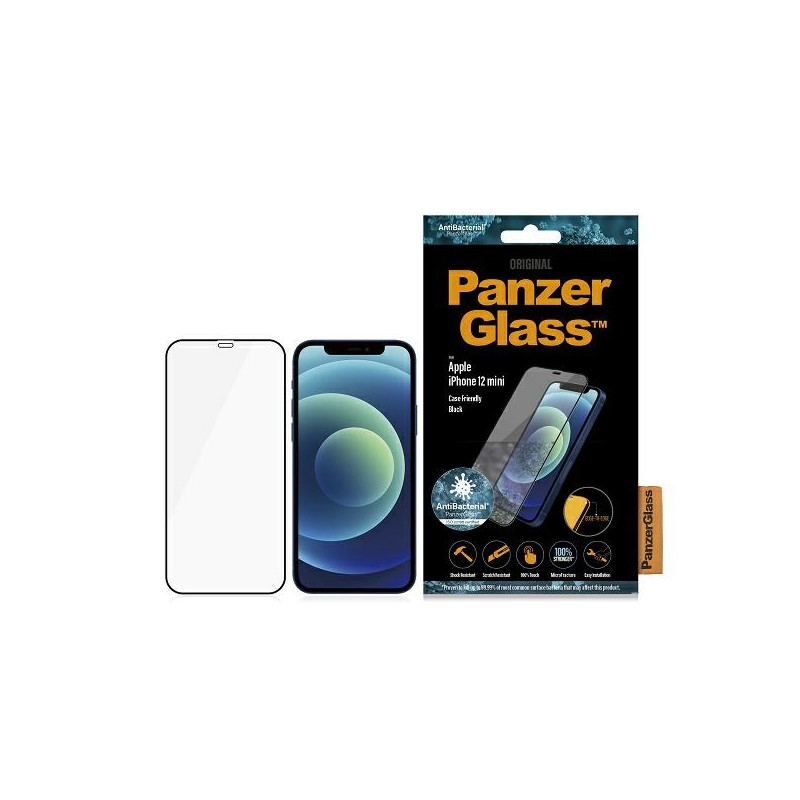 PANZERGLASS Ochranné sklo 2.5D FULL-COVER 0.4mm pro 12 Mini, AntiBacterial
