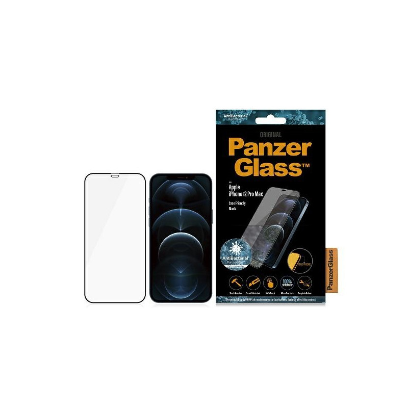 PANZERGLASS Ochranné sklo 2.5D FULL-COVER 0.4mm pro iPhone 12 Pro Max, AntiBacterial