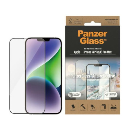 PANZERGLASS Ochranné sklo 2.5D FULL-COVER 0.4mm pro iPhone 13 Pro Max/14 Plus, AntiBacterial, Anti-reflexní, montážní rámeček