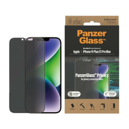 PANZERGLASS Ochranné sklo 2.5D FULL-COVER 0.4mm pro iPhone 13 Pro Max/14 Plus, montážní rámeček, Privacy