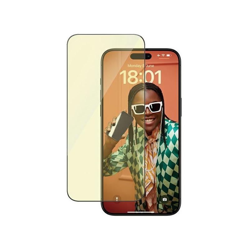 PANZERGLASS Ochranné sklo 2.5D FULL-COVER 0.4mm pro iPhone 15 Pro Max, EyeCare, černý rámeček