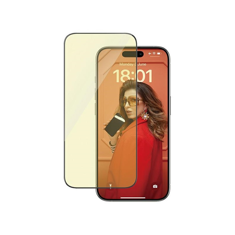 PANZERGLASS Ochranné sklo 2.5D FULL-COVER 0.4mm pro iPhone 15 Pro, EyeCare, černý rámeček