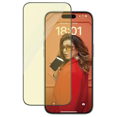 PANZERGLASS Ochranné sklo 2.5D FULL-COVER 0.4mm pro iPhone 15 Pro, EyeCare, černý rámeček