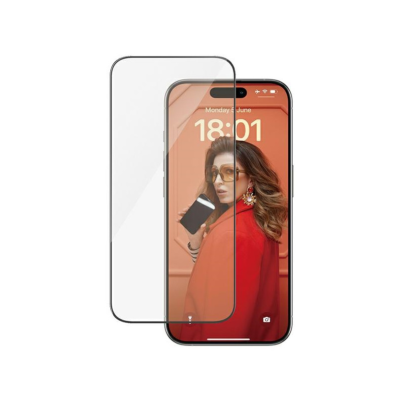 PANZERGLASS Ochranné sklo 2.5D FULL-COVER 0.4mm pro iPhone 15 Pro, montážní rámeček