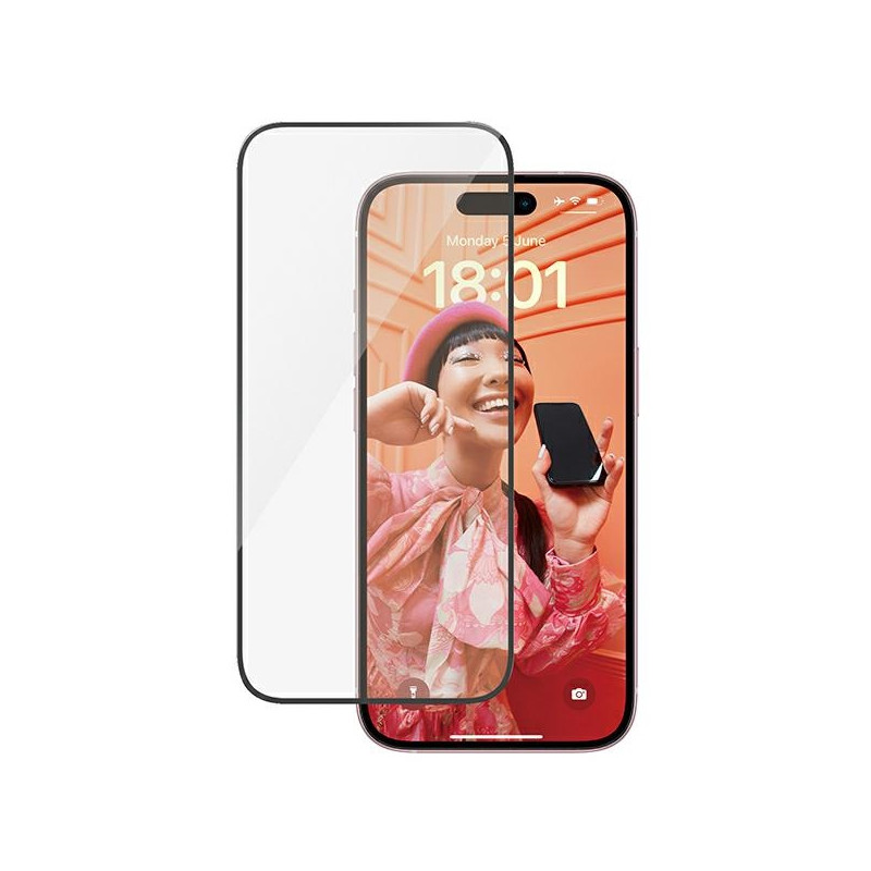 PANZERGLASS Ochranné sklo 2.5D FULL-COVER 0.4mm pro iPhone 15, montážní rámeček