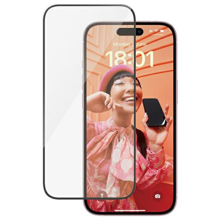 PANZERGLASS Ochranné sklo 2.5D FULL-COVER 0.4mm pro iPhone 15, montážní rámeček