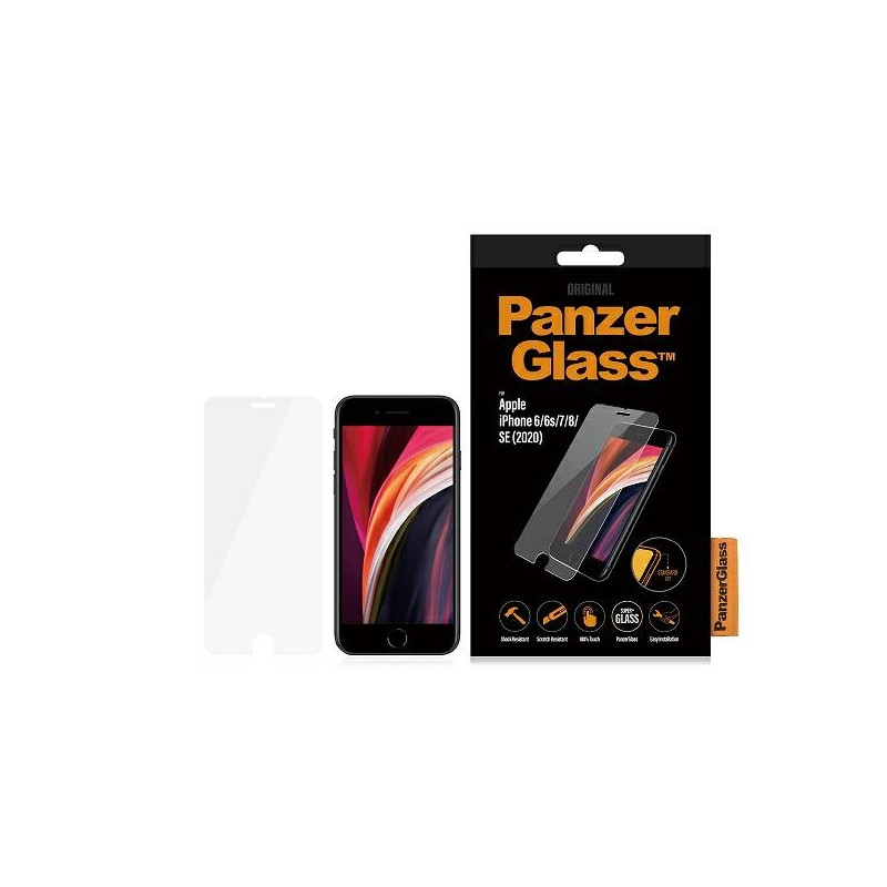 PANZERGLASS Ochranné sklo 2.5D STANDARD 0.4mm pro iPhone 6/6S/7/8/SE 2020, AntiBacterial