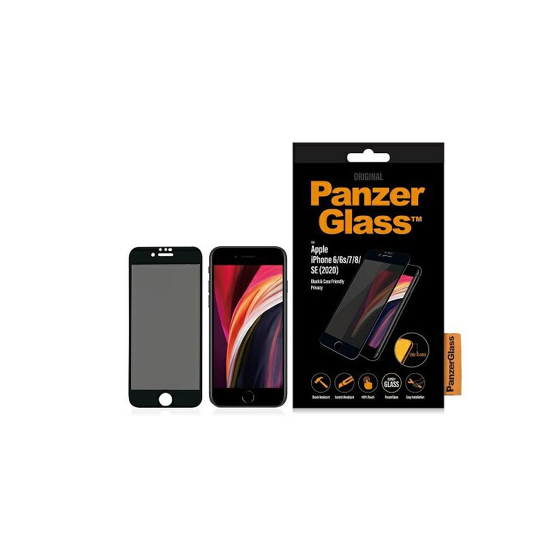 PANZERGLASS Ochranné sklo 3D FULL-COVER 0.4mm pro iPhone 6/6S/7/8/SE 2020, Privacy