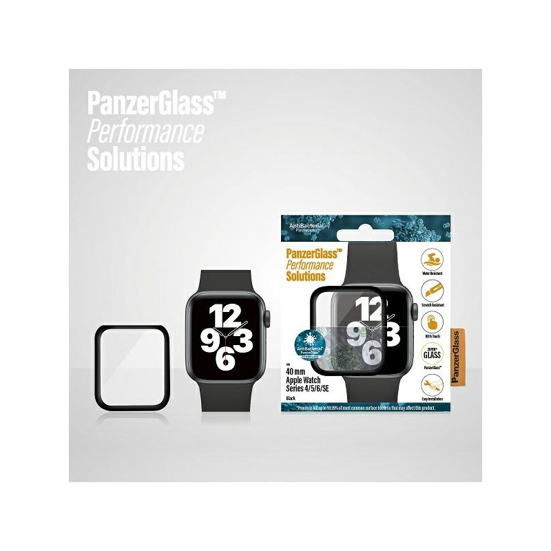 PANZERGLASS Ochranné sklo 3D FULL-COVER 0.4mm pro Watch 4/5/6/SE 40 mm, AntiBacterial