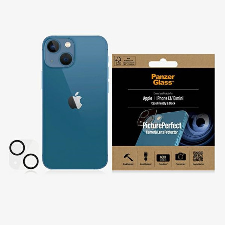 PANZERGLASS Ochranné sklo zadní kamery 2.5D FULL-COVER 0.4mm pro iPhone 13/13 Mini, čiré