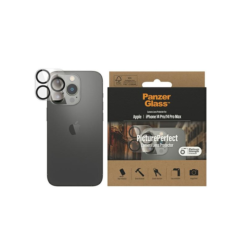 PANZERGLASS Ochranné sklo zadní kamery 2.5D FULL-COVER 0.4mm pro iPhone 14 Pro/14 Pro Max, čiré