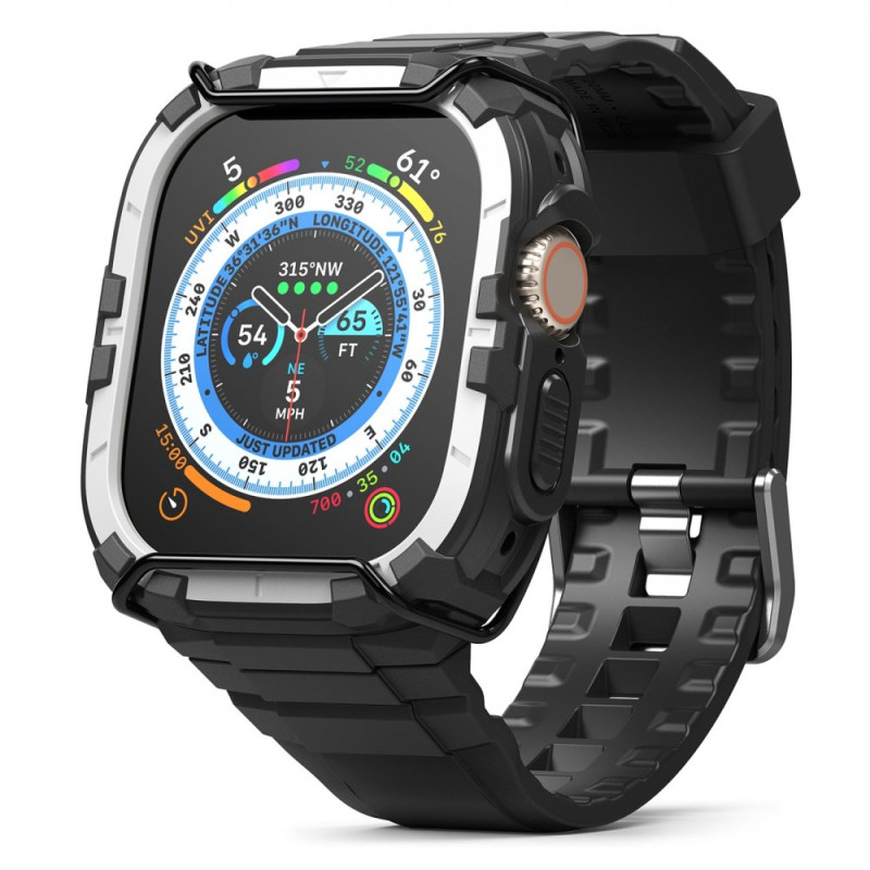 RINGKE Fusion-X Guard Sada 2v1 - Ultra odolný kryt + řemínek pro Apple Watch Ultra (49mm), bílo-černý