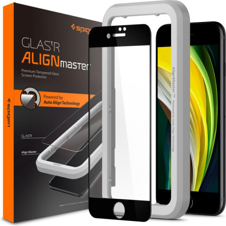 SPIGEN AlignMaster Ochranné sklo 3D FULL-COVER 0.3mm pro iPhone 7/8/SE20/SE22, montážní rámeček