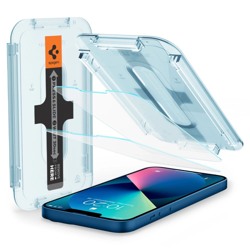 SPIGEN EZ FIT Ochranné sklo 2.5D STANDARD 0.3mm pro iPhone 13 Mini, montážní rámeček, 2ks