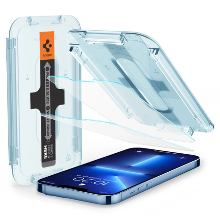 SPIGEN EZ FIT Ochranné sklo 2.5D STANDARD 0.3mm pro iPhone 13 Pro Max/14 Plus, montážní rámeček, 2ks