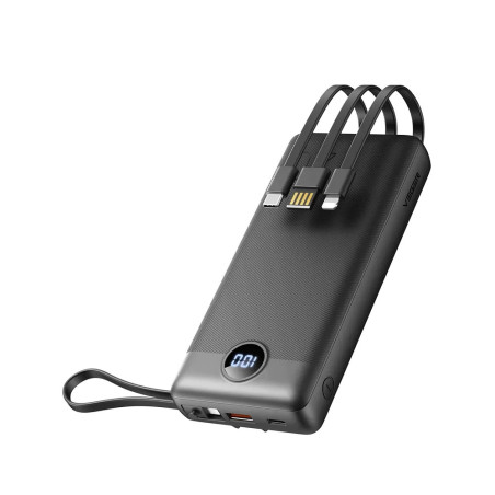 Powerbanka Veger C20 (W2047 / W2059) 20000 mAh s vestavěnými kabely Micro-USB / Type C / Lightning černá