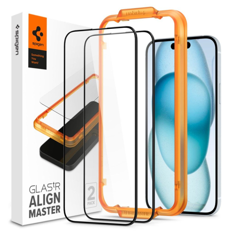 Ochranné sklo Spigen ALM GLASS FC pro iPhone 15 - black