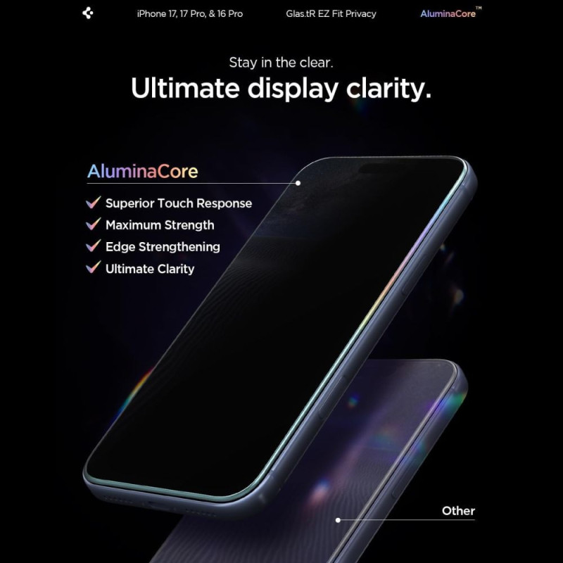 Ochranné sklo Spigen GLAS.tR EZ FIT Privacy pro iPhone 16 Pro / 17 / 17 Pro - privacy